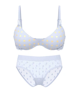 Сетчатый комплект белья Victoria's Secret Push-Up бюст и трусики хипхаггеры 1160874935 (Голубой 36C/M)
