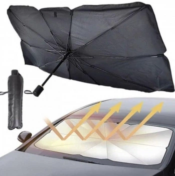 Автомобильный солнцезащитный зонтик на лобовое стекло UKC Brella Shield + чехол, черный