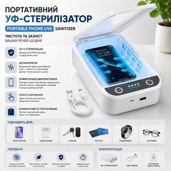 Портативный ORIGINALE UV-стерилизатор для телефона Portable Phone UV Sanitizer с ароматерапией| Белый