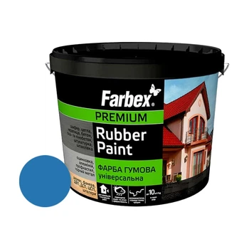 Краска резиновая Farbex универсальная ярко-голубая 5015 12 кг