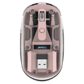 Беспроводная мышь Jedel WD131P, 300mAh, 800-1600DPI, BT5.1, 2.4G, transparent-pink