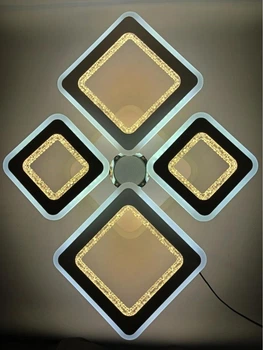 Люстра потолочная светодиодная с музыкальной колонкой и RGB подсветкой для большой гостиной и студии