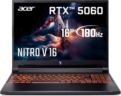 Ноутбук Acer Nitro V 16 ANV16-72-55FJ (NH.QUSEU.008) Obsidian Black / 16" IPS WUXGA 180 Гц / Intel Core 5 210H / RAM 16 ГБ / SSD 512 ГБ / nVidia GeForce RTX 5060, 8 ГБ