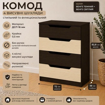Комод 4М Компанит Венге темный + венге светлый (32678359)