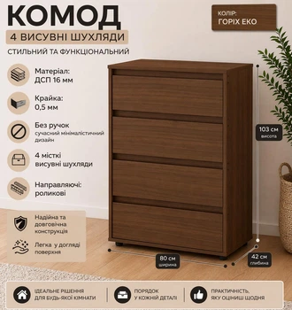 Комод 4 Компанит Орех экко (80134797)