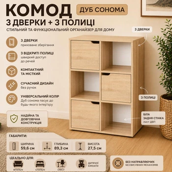 Комод тумба открытый/закрытый с дверцами и полками Компанит П 34 Дуб сонома (405022473)