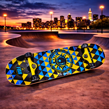 Скейтборд Fish Skateboards “TRI” — деревянная дека 7 слоев канадского клёна, подшипники ABEC-7