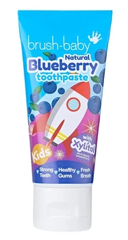 Зубна паста для дітей від 3 до 6 років з фтором і ксилітом Brush-Baby Rocket Blueberry зі смаком чорниці 50 мл