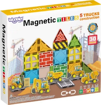 Klocki magnetyczne Woopie z pojazdami budowlanymi 30 elementów 55822 (5906280655822)