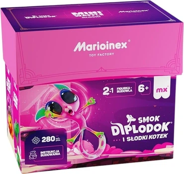 Klocki konstrukcyjne Marioinex Mini Waffle Smok: Diplodok i Kotek 280 elementów 644508 (5903033906224)