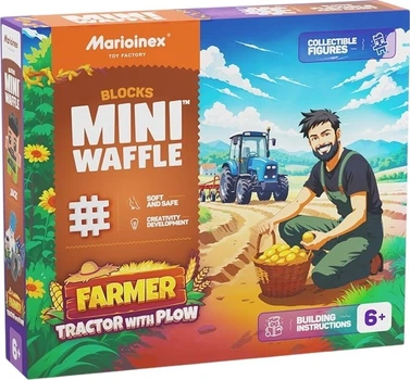 Конструктор Marioinex Mini Waffle Farmer: Трактор з плугом і Джеком 50 елементів 720687 (5903033907504)