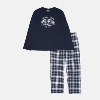Пижама (лонгслив, брюки) A&M Mega Store L темно синий клетка 71390056