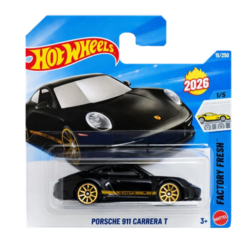 Машинка Базова Hot Wheels Porsche Porsche 911 Carrera T Factory Fresh 1:64 JJK80 Black