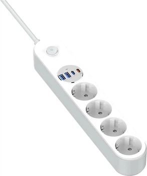 Сетевой фильтр-удлинитель СolorWay 4 розетки/4USB (Type-C 2PD20W + 2USB QC3.0) (20W) 2м White (CW-CHE44PDW)