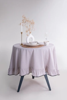 Круглая скатерть из вареного хлопка Limasso Exclusive Essualte 160 см. Opal Grey