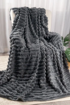 Плед шарпей Home Textiles Grey 200х230 см покривало з мікрофібри на ліжко диван сіре
