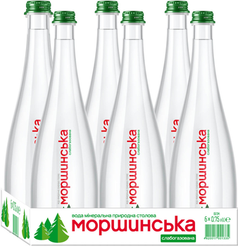 Упаковка мінеральної природної слабогазованої води Моршинська Преміум 0.75 л x 6 пляшок (4820017001311)