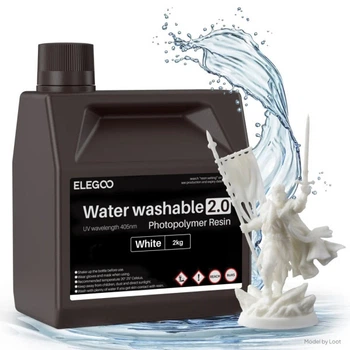Фотополімерна смола для 3D принтера ELEGOO Water Washable Resin V2.0 2000G White