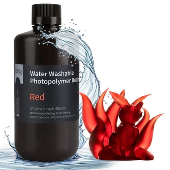 Фотополімерна смола для 3D принтера ELEGOO Water Washable Resin 1000G Red