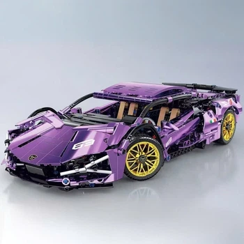 Конструктор типа Technic Lamborghini Sian Purple Chrome на радиоуправлении 1200+ деталей масштаб 1:14 (8+)