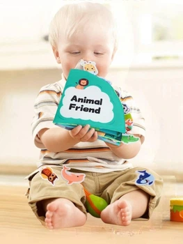 Книжка 15*15 см Animal Friend с липучками и животными в комплекте, шуршит, развивающая, для малышей с рождения