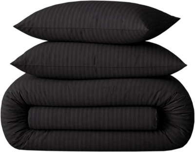 Комплект постільної білизни MirSon Ranforce Elite Полуторний 143х210 см 17-0611 Stripe Black Ранфорс (2200008199616)