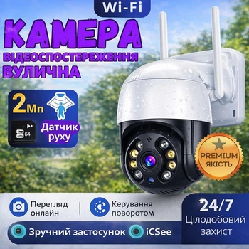 Камера для домашнего наблюдения с датчиком движения, уличная камера icsee wi-fi, видеокамера для дачи