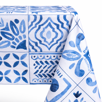 Скатерть SoundSleep Blue Mosaic водоотталкивающая 130х180 см белая (2800005024364)