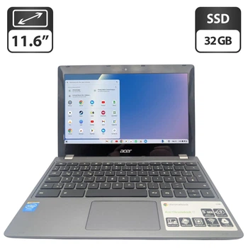 Нетбук Acer Chromebook C740 / 11.6" (1366x768) IPS / Intel Celeron 3215U (2 ядра по 1.7 GHz) / 4 GB DDR3 / 32 GB SSD / Intel HD Graphics / WebCam / ChromeOS / АКБ не держит б/у