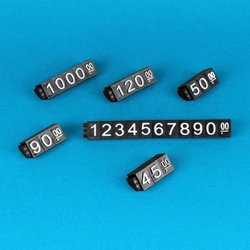 Набор пластиковых ценников с цифрами Lesko XL 100 шт 10×15 мм черный с белыми цифрами для товаров на витрину