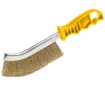 Ручна щітка по металу пластикова ручка латунь гофрована червоний NovoTools (025746)