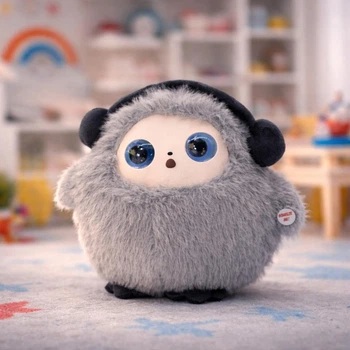 Игрушка с искусственным интеллектом Bobo / Интерактивная плюшевая игрушка BOBO с AI, голосом и LED глазами / Умная игрушка 22х25см Jam1657 серая.