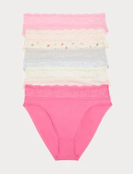 Набор кружевных трусиков Marks&Spencer модель High legs 10(38) 5 шт pink mix lace 0235