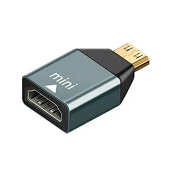 Переходник Mini-HDMI male to HDMI female тёмно-серый для подключения устройств к телевизорам и проекторам
