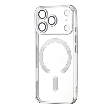 Чехол силиконовый Ductil Metallic Edge с MagSafe для iPhone 17 Pro защита камеры серебряный