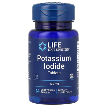 Йодид калия Life Extension "Potassium Iodide Tablets" йод для защиты щитовидной железы от радиации, 130 мг (14 таблеток)