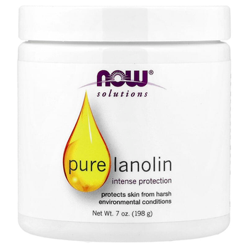 Чистый ланолин NOW Foods, Solutions "Pure Lanolin" натуральный воск для увлажнения, питания и ухода за сухой кожей и сосков (198 г / 7 унций)