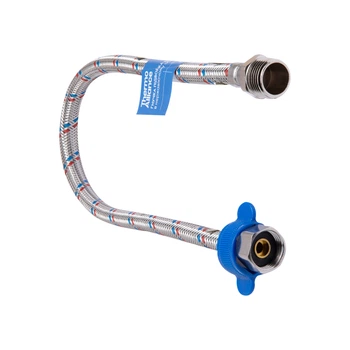 Гнучка підводка для води 50 см Thermo Alliance 1/2" ВН (внутрішня/зовнішня, гайка-штуцер), нержавіюче обплетення