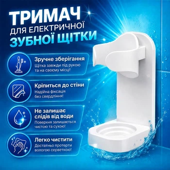 Настінний тримач для електричної зубної щітки самоклеючий, білий