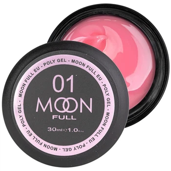 Полігель для нарощування нігтів MOON FULL Poly Gel №01 яскраво-рожевий 30 мл