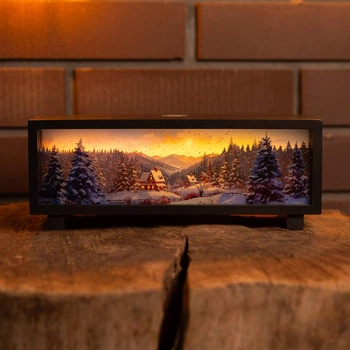 Нічник-панорама "Зимові Карпати", чорний (LED, Акумулятор, USB Type-C)
