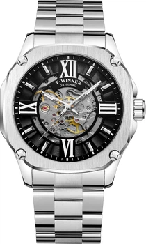 Мужские часы Winner 8184 Silver-Black Steel универсальные
