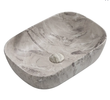 Раковина накладна MIXXUS PREMIUM DIVERSE-0113 MARBLE 455×325 мм, прямокутна, мармурова, матова, з санітарної порцеляни