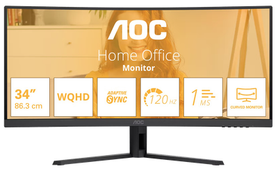 Монітор AOC CU34B3E 34" UWQHD VA 120 Гц