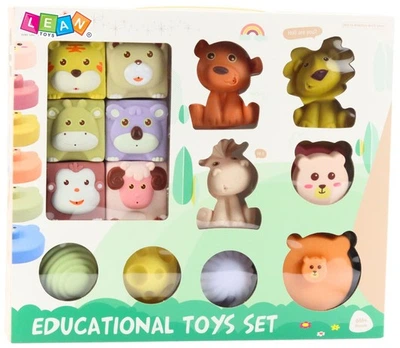 М’які кубики Lean Toys Тварини з ЕКО гуми 18 елементів (763721) (5905991088165)