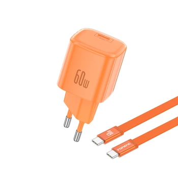 Зарядное устройство Foneng MaX 60W GaN мощный универсальный надежный портативный сетевой адаптер с быстрой зарядкой блок питания 2 USB C энергоэффективный для телефонов планшета айфона и самсунга Apple iPhone Samsung