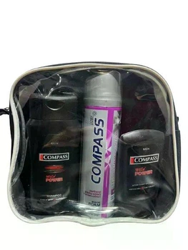 Доглядовий набір Compass Wild Рower (пінка для гоління 200 мл, бальзам після гоління 100 мл, шампунь 250 мл, косметичка)