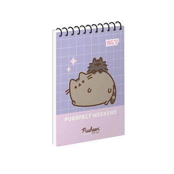 Блокнот YES, А7, 80 аркушів, Pusheen, на спіралі, клітина, (152506)