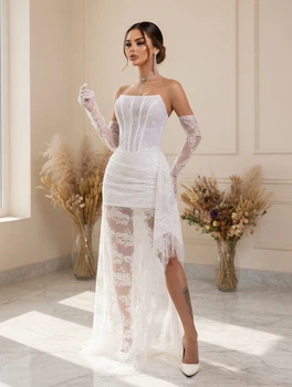 Корсетное кружевное белое платье FirstWoman S белый 43462936