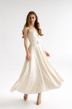 Элегантное коктейльное платье до щиколотки FashionYouWant M молочный 43445141